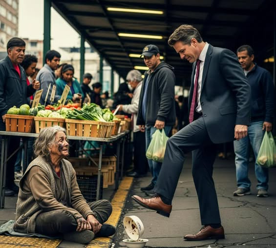 Milioner kopnął biedną żebraczkę na targu, nie wiedząc, że to jego zaginiona matka, której od lat szukał…