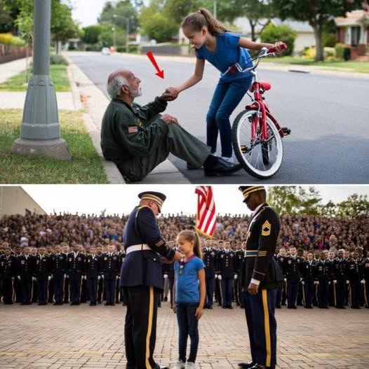 Mała dziewczynka pomogła rannej weterance przy drodze — Następnego ranka 100 żołnierzy stanęło na jej szkolnym podwórku, skandując jej imię