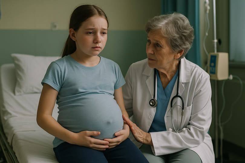 Ins Krankenhaus wurde ein Mädchen mit einem riesigen Bauch gebracht.