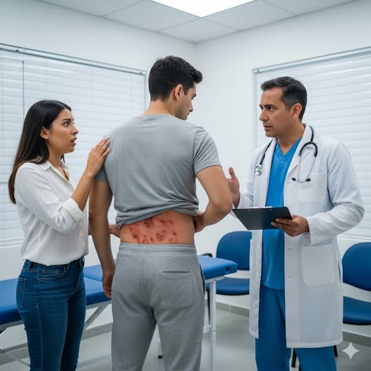 Pe spatele soțului meu am găsit vreo 30 de pete roșii, care arătau ca niște ouă de insecte. L-am dus imediat la urgențe, dar doctorul a zis din prima: „Chemați poliția.”