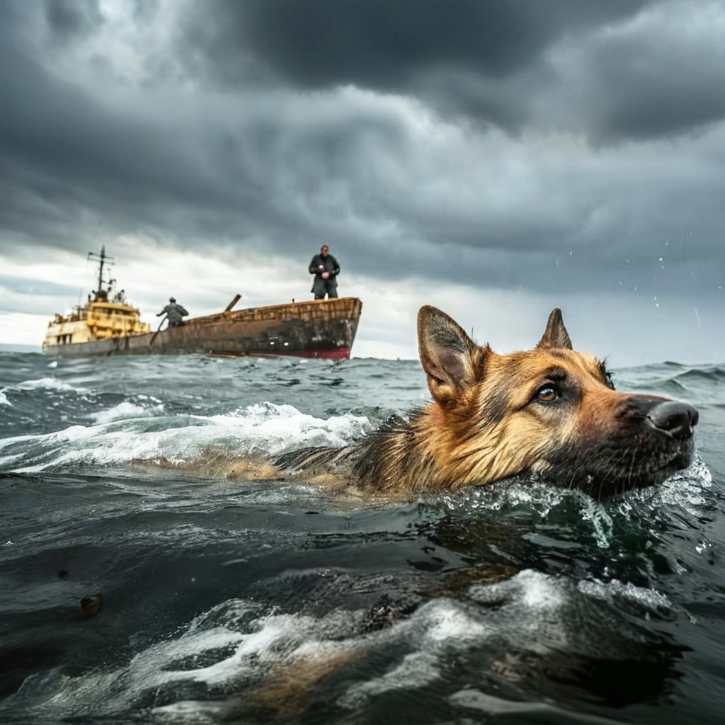 Die Matrosen entdeckten mitten auf dem Meer einen Hund. Als sie näher kamen – stellte sich ihre Welt komplett auf den