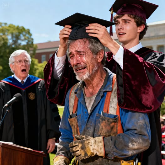 Tatăl meu vitreg a lucrat 25 de ani pe șantier și tot timpul ăsta m-a crescut ca să ajung să iau o diplomă universitară. Așa că profesorul a rămas șocat când l-a văzut la ceremonia de absolvire.