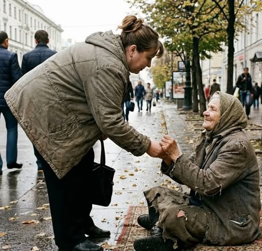 Jeden Tag ließ die Frau der alten Dame ein bisschen Kleingeld da.