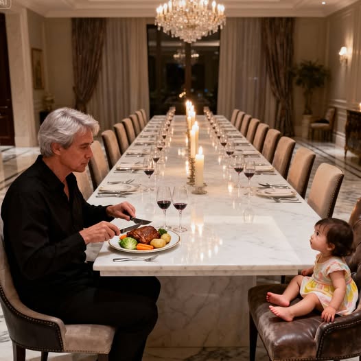 Vor sieben Jahren aß ein blinder Milliardär jeden Abend allein zu Abend …bis die kleine Tochter der Putzfrau das Unmögliche tat.