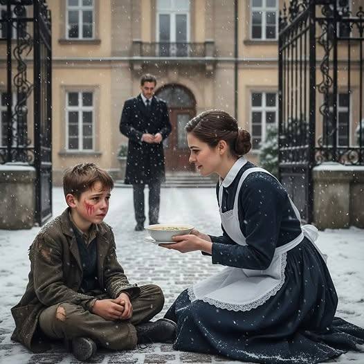 Die gutherzige Hausangestellte bemerkte am Tor der Villa ein kleines, hungriges Kind, das vor Kälte zitterte.