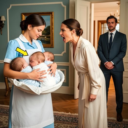 Ein Millionär, verwitwet, beobachtete heimlich, wie seine Freundin mit seinen Drillingen umging, während die Kellnerin…