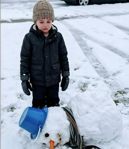 Mój ośmioletni syn cały czas lepił bałwany.A mój sąsiad raz po raz rozjeżdżał je samochodem.