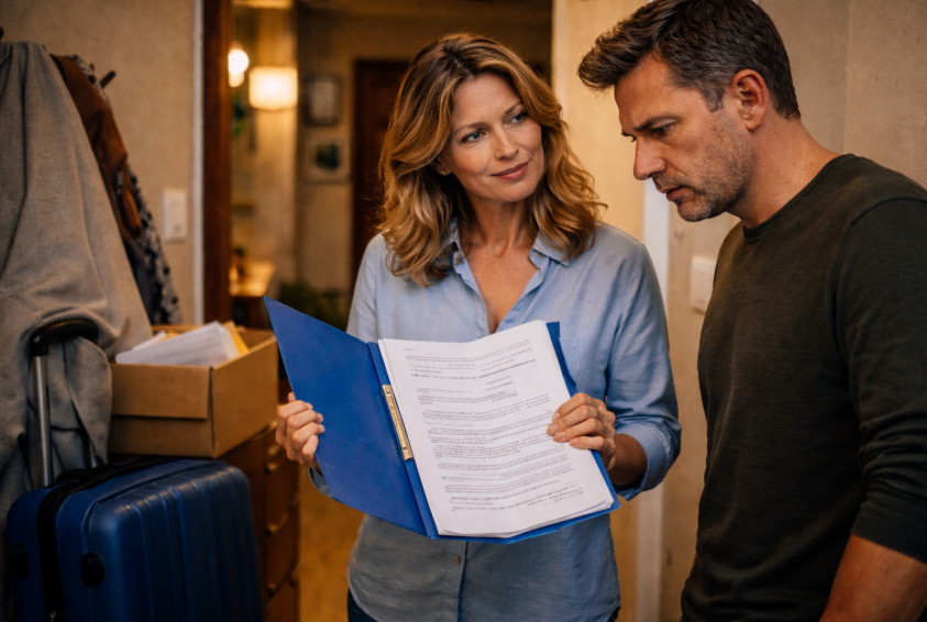 Otworzyła drzwi i zobaczyła w przedpokoju swoją walizkę.