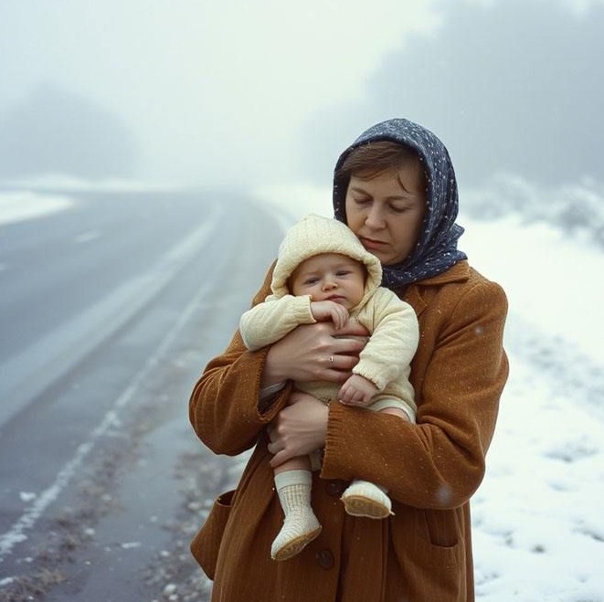 Muszę dostać się do przychodni, ale nie mam za co zapłacić za przejazd… — wyszeptała zmarznięta kobieta, trzymając dziecko na rękach.