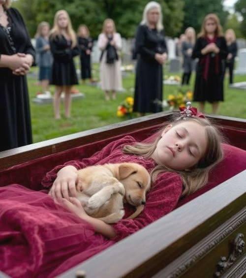 Pogrzeb został przerwany w momencie, gdy szczeniak dotknął jej pyszczka. Co się stało później… nikt nie potrafi wyjaśnić!