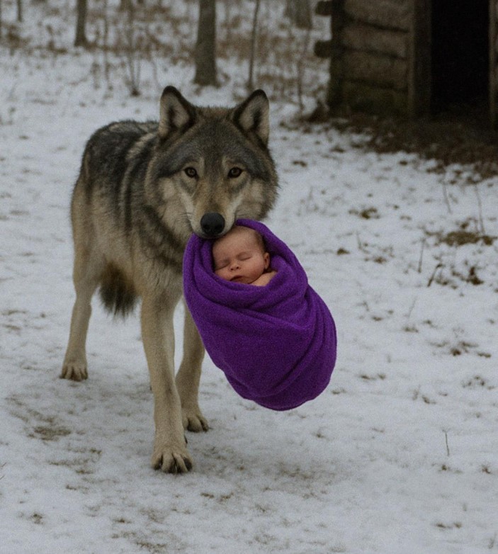 Un lup a adus în căsuța mea un nou-născut și o brățară — și, la câteva zile după, au apărut șapte SUV-uri galbene.