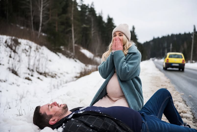 Kobieta w ciąży znalazła na drodze nieprzytomnego faceta… a miesiąc później pod jej dom podjechało luksusowe auto…