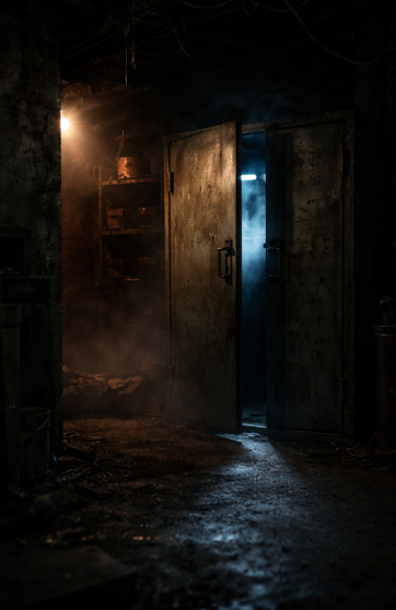 Kiedy otworzyłem drzwi do piwnicy, światło latarki wyłowiło z ciemności czyjeś nogi.