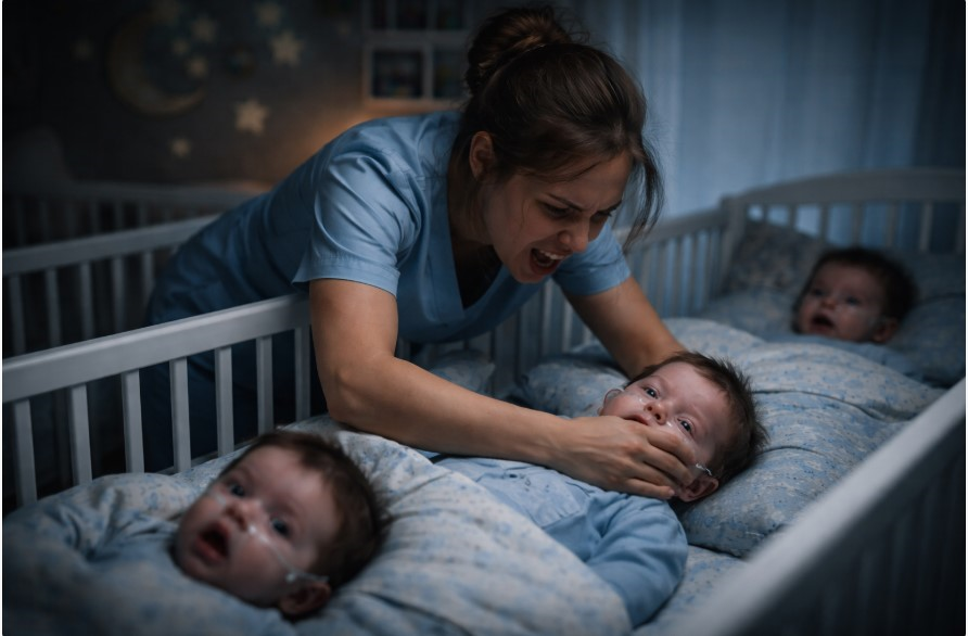 Kamera złapała nianię z sparaliżowanymi trojaczkami — ojciec nie mógł uwierzyć własnym oczom…