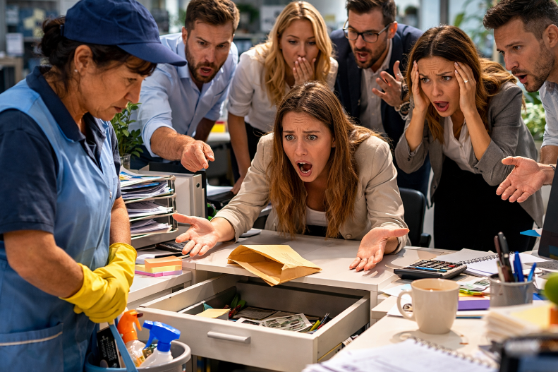 Kiedy w biurze zniknęły pieniądze na prezent dla koleżanki, wszyscy od razu pomyśleli o sprzątaczce