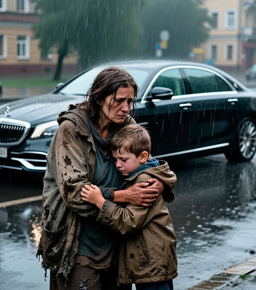 Eine obdachlose Frau rettete unter Lebensgefahr im Regen einen reichen Jungen, während sein Milliardärs-Vater