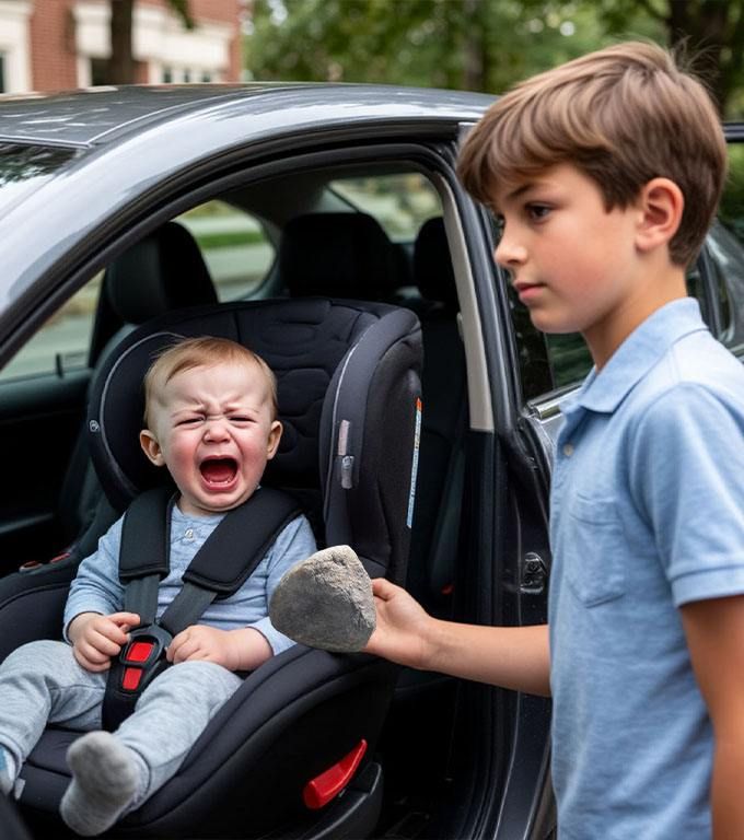 Ein zehnjähriger Junge fand ein Baby, das in einem Auto unter der brennenden Sonne eingeschlossen war.
