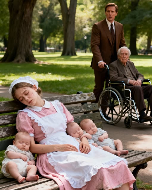 Wyszedł na spacer z ojcem — i zobaczył swoją sprzątaczkę śpiącą na placu z trojgiem niemowląt