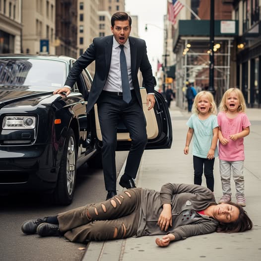 Miliardarul s-a repezit să ajute o femeie care își pierduse cunoștința, dar a încremenit când gemenii ei s-au întors spre el