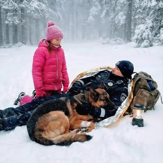 Mała dziewczynka znalazła nieprzytomnego policjanta w śniegu, obok jego psa służbowego