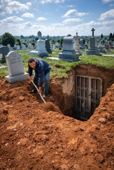 Внук раскопал могилу своего деда и обнаружил под ней скрытую дверь