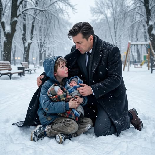 Бизнесмен остановил машину посреди метели из-за маленького мальчика в снегу.