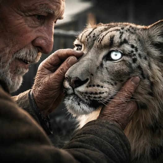 Ein blinder Schneeleopard kam, um Hilfe zu suchen…