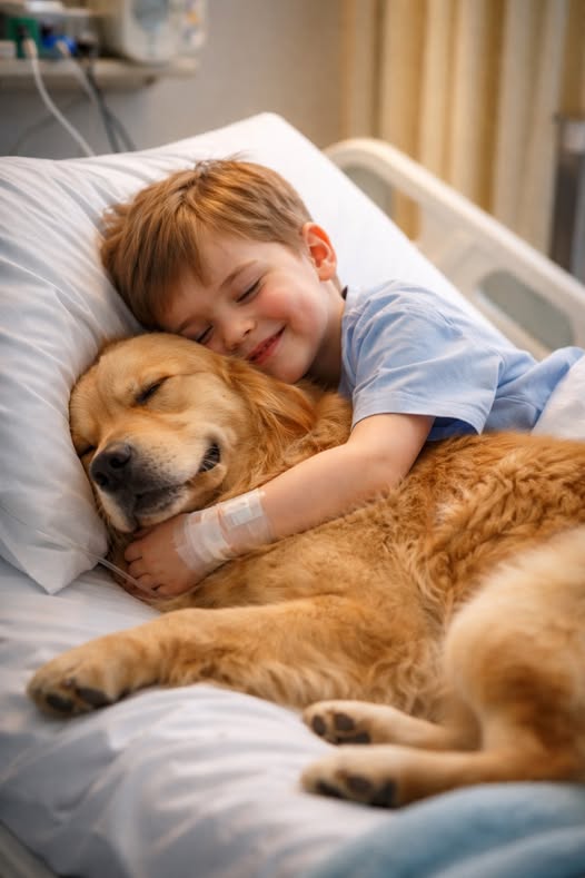 Przed operacją chłopiec przytulił swojego psa