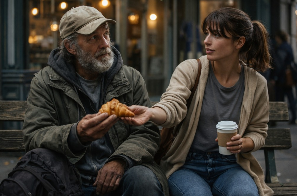 Nikt nie wyśmiewał tego bezdomnego przy kawiarni, ale też nikt nigdy nie siadał obok