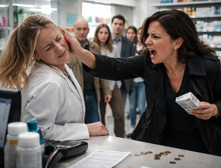 În farmacie a intrat val-vârtej o femeie și i-a dat o palmă pentru „medicamentele greșite” — iar șefa nu i-a luat apărarea