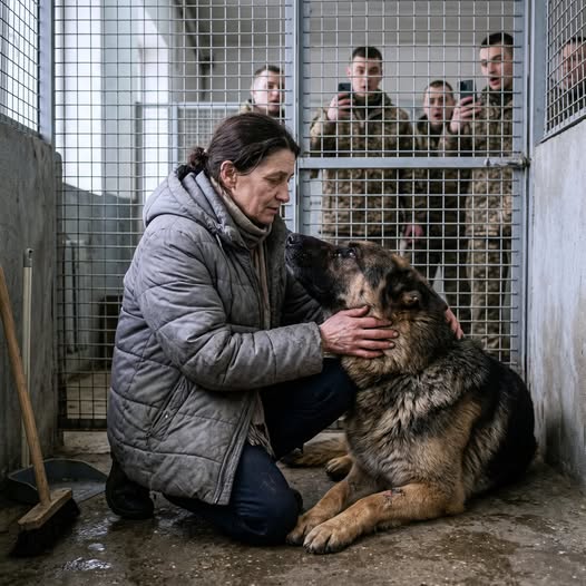 Młodzi oficerowie pękali ze śmiechu, kiedy wysłali nową sprzątaczkę do kojca z najbardziej wściekłym psem bojowym.