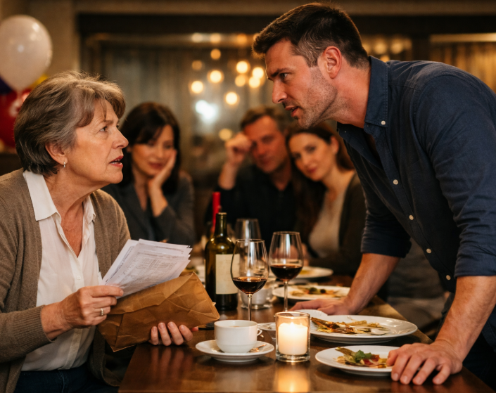 Fiul și-a adus mama la restaurant chipurile pentru sărbătoarea ei — iar când a venit nota, toți au văzut pe cine numea el de fapt, de ani de zile, „ajutor”